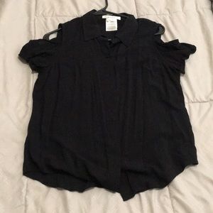 B.C. B. generation black cold shoulder button up